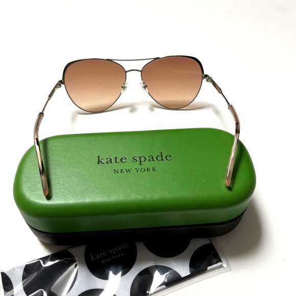 New in Case Original KATE SPADE Sunglasses Katalina Aviator YB7/HA Brown Silver main image 9